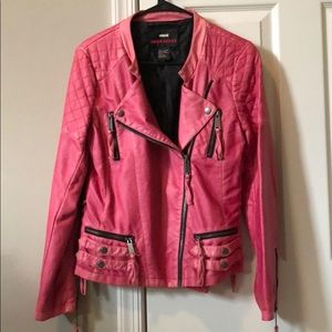 Brand new faux leather hot pink jacket